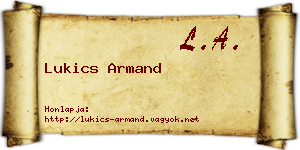 Lukics Armand névjegykártya